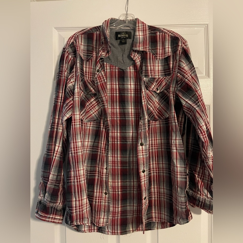 RedHead red plaid button up shirt. Size medium